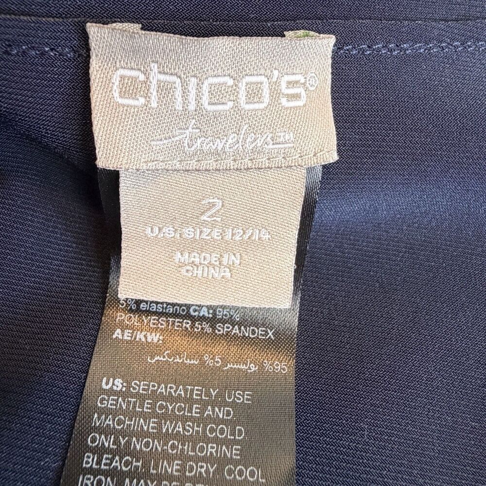 Chico’s Travelers Open Front Jacket Navy Pink Floral Women’s L 12/14 Chico’s 2 - Picture 5 of 8